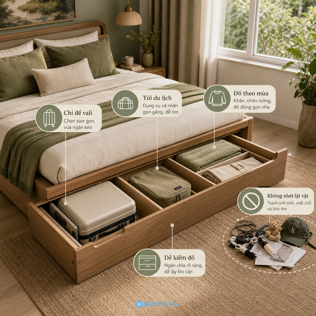Đo vali lớn nhất trước khi chốt chiều sâu chiều cao hộc