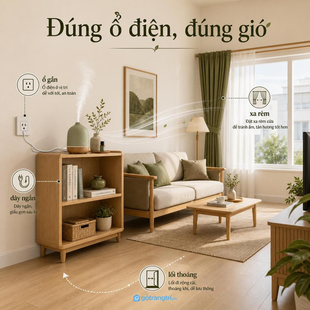 Đo vị trí ổ điện và luồng gió trước khi đặt kệ