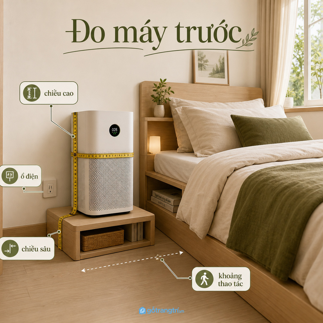 Đo máy lọc không khí vùng dây điện và ổ điện trước khi đặt làm