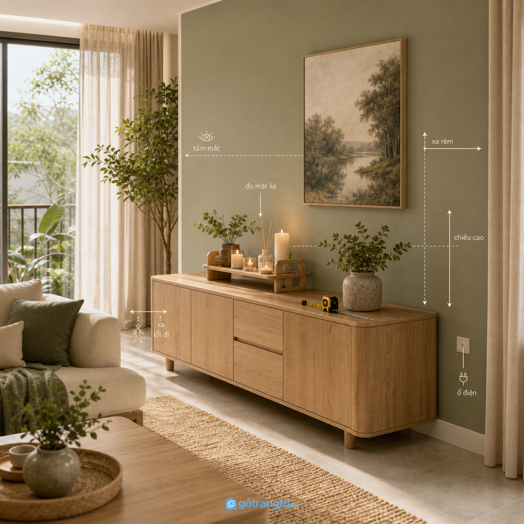 Đo vị trí, chiều cao và lối đi trước khi đặt làm kệ nến