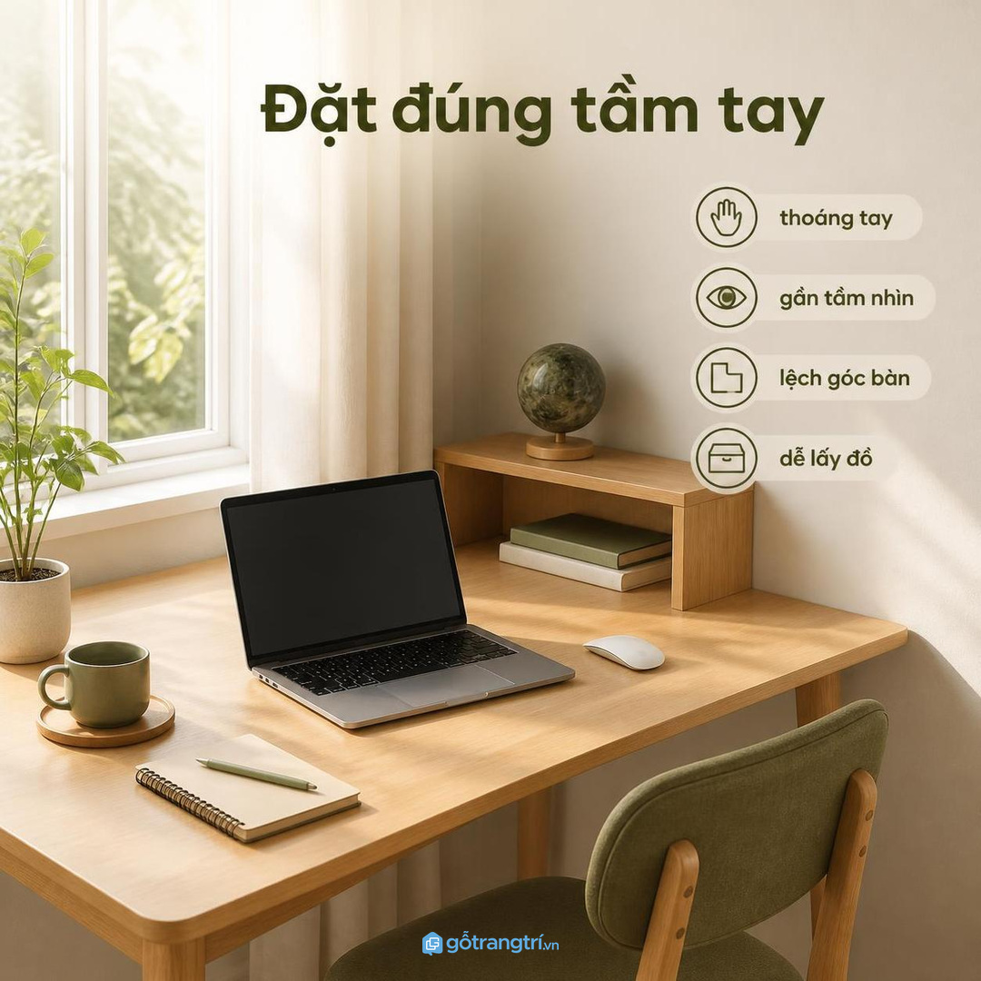 Vị trí đặt kệ quả cầu đá cần thuận tầm tay và không chắn thao tác