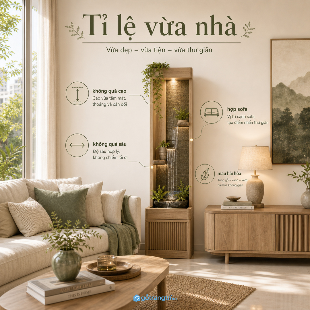 Tỉ lệ kệ vừa nhà giúp phòng khách nhỏ không bị nặng mắt