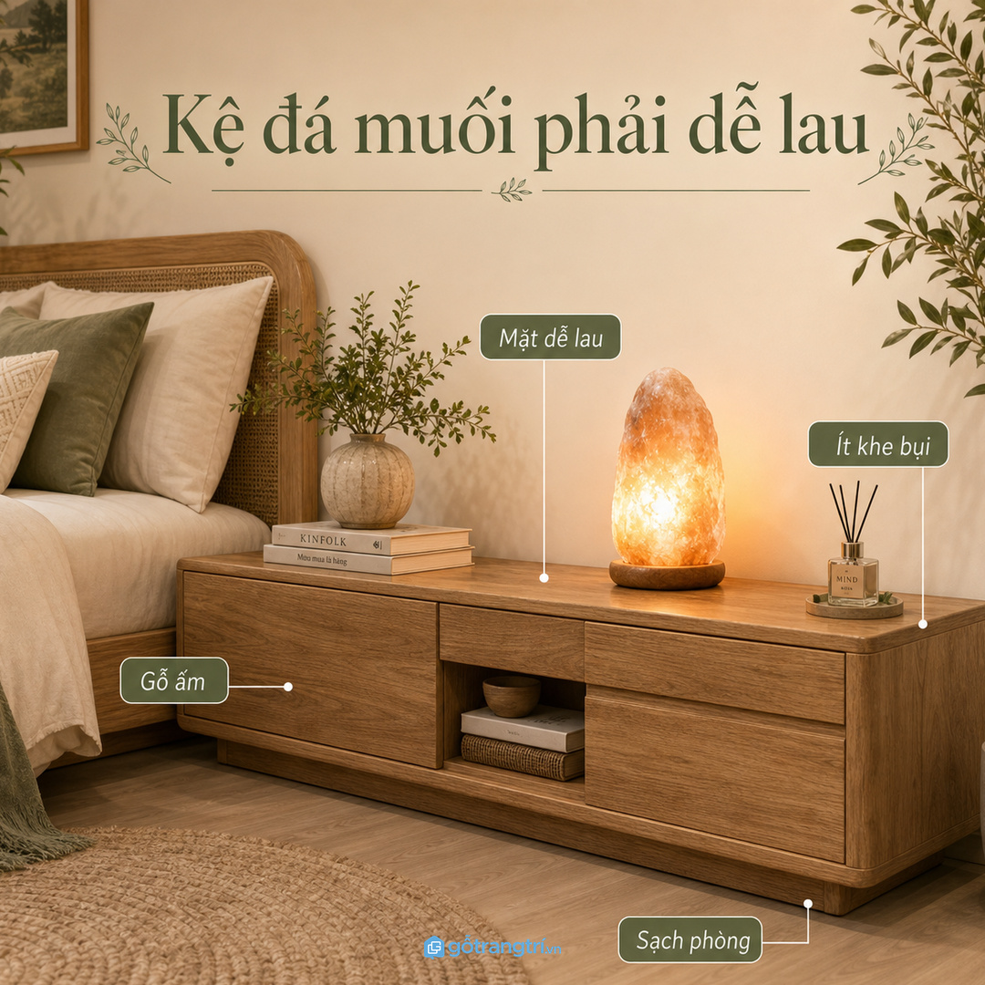 Tủ đá muối cần bề mặt dễ lau và ít khe bám bụi