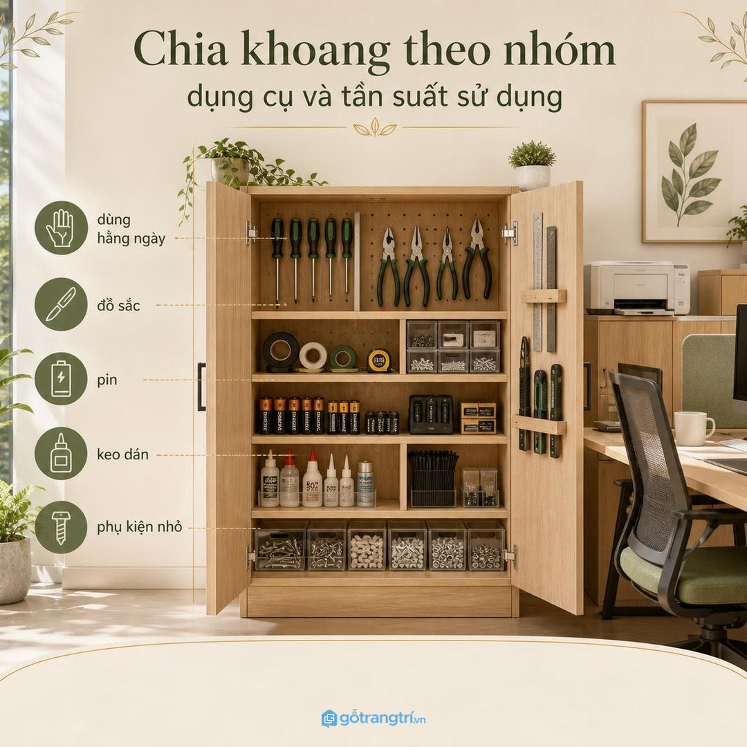 Chia khoang theo nhóm dụng cụ và tần suất sử dụng