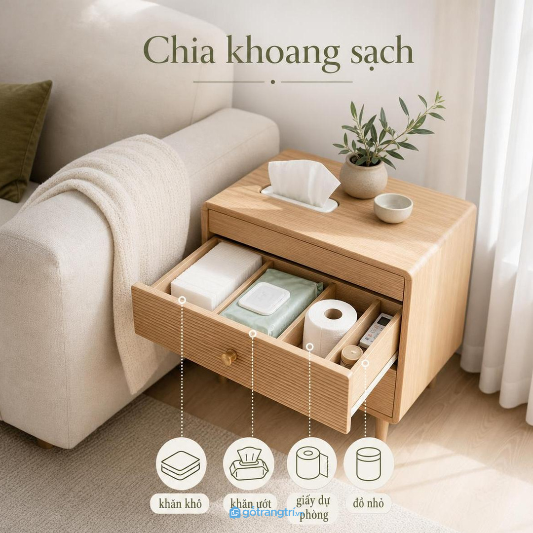 Đo hộp khăn, chiều cao sofa và khoảng rút khăn trước khi đặt làm