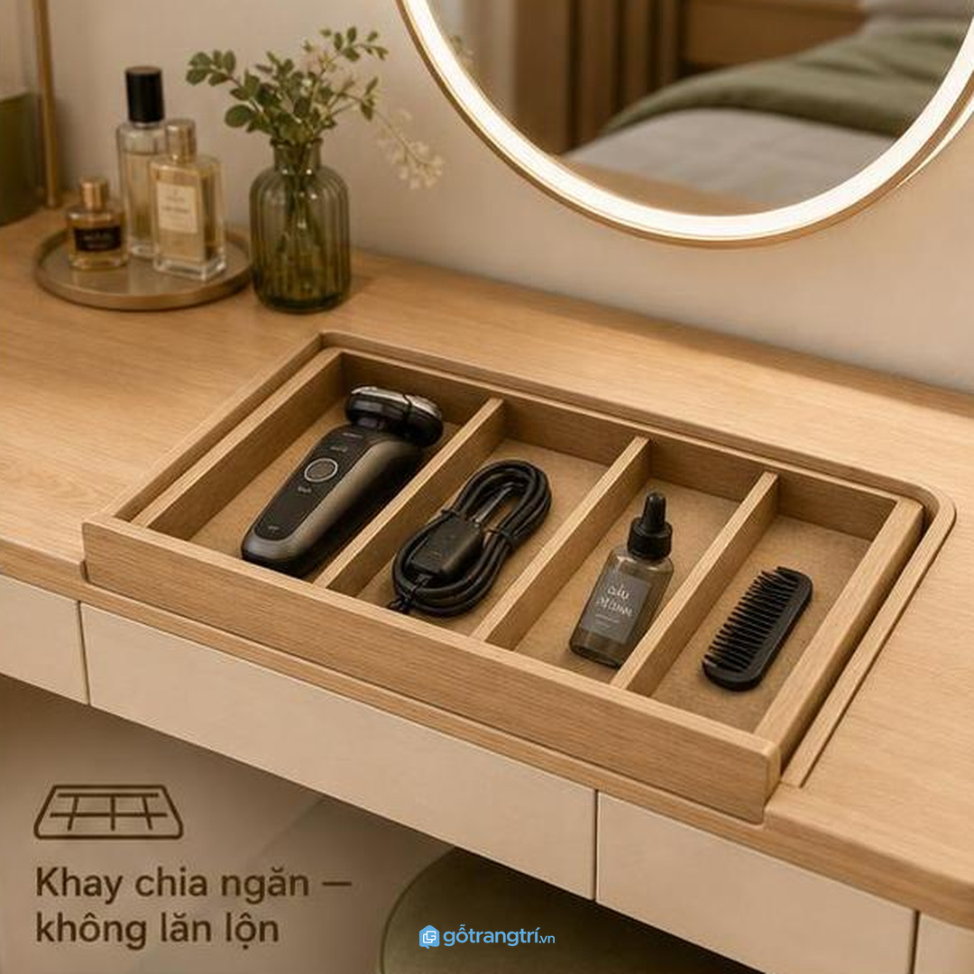 Đo máy, dock sạc và phụ kiện trước khi chia khoang tủ