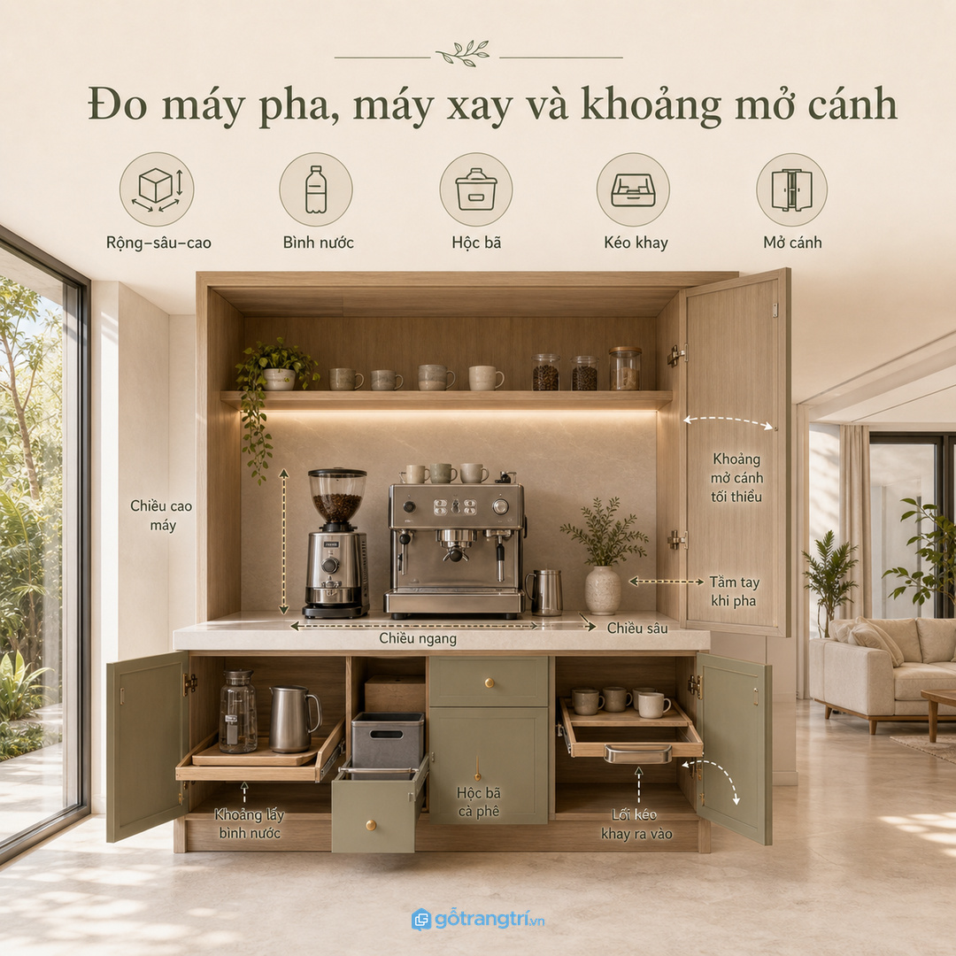Đo máy pha máy xay và khoảng mở cánh trước khi chia khoang