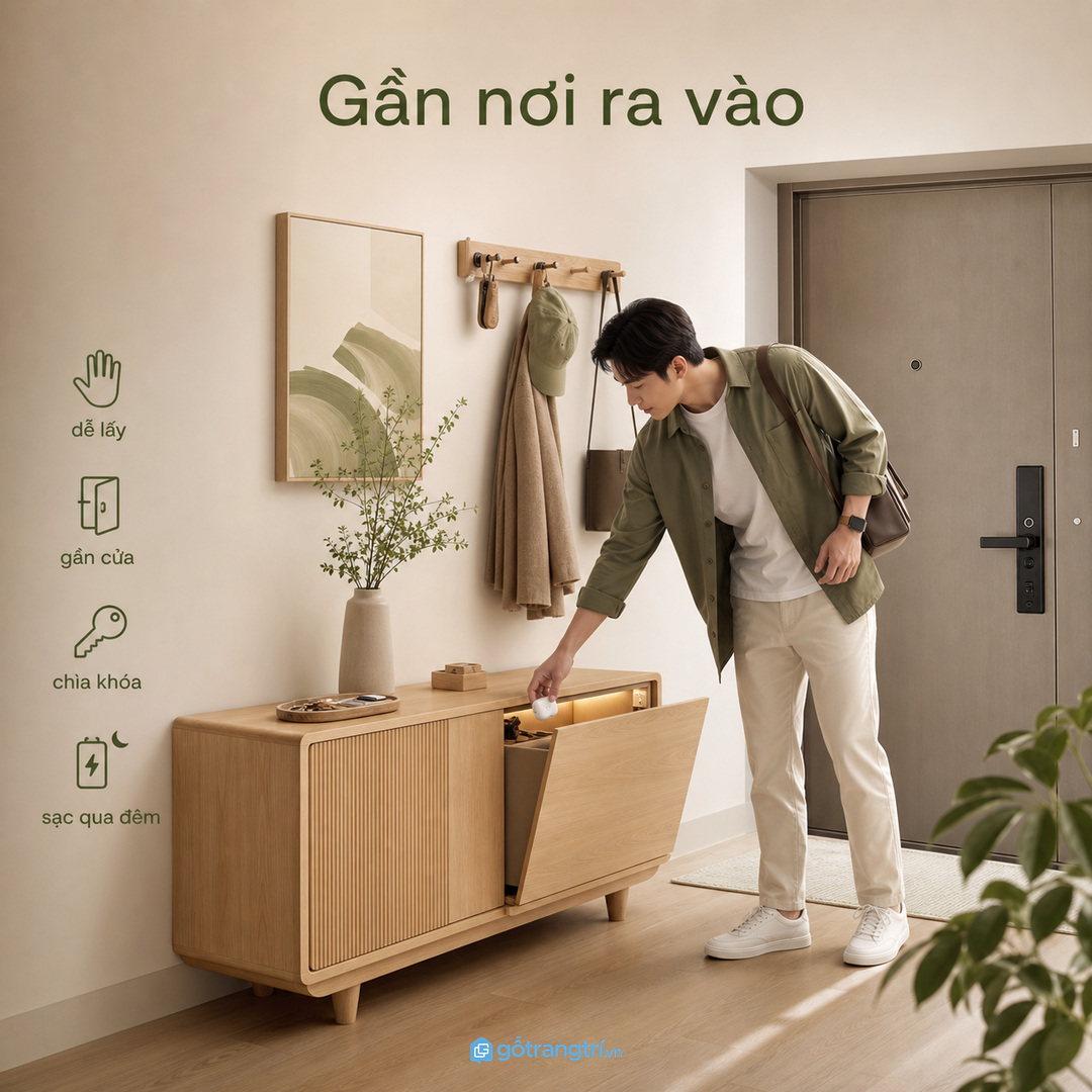 Tủ sạc đặt gần nơi ra vào căn hộ