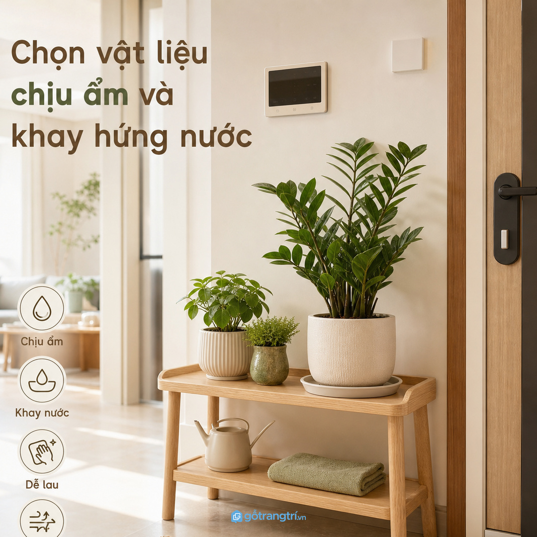 Chọn vật liệu chịu ẩm và khay hứng nước