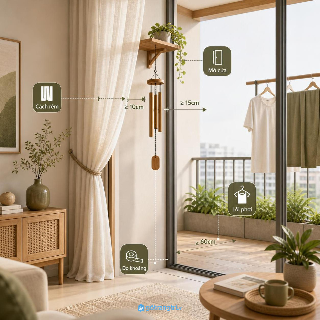 Khoang cất dây và móc dự phòng giúp ban công sạch hơn