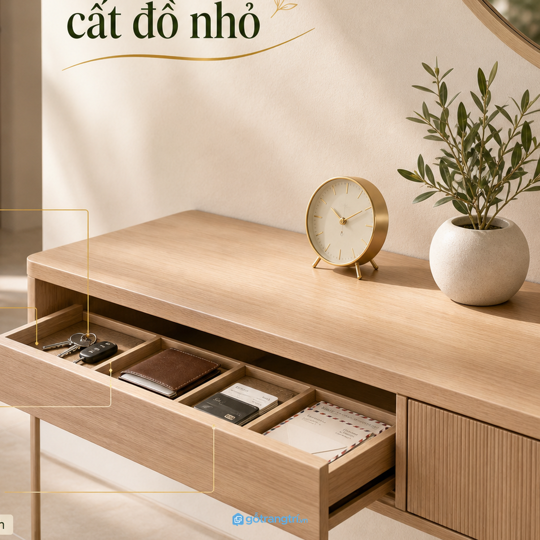 Hộc nhỏ giúp cất chìa khóa, ví, thẻ xe và thư từ gọn sạch