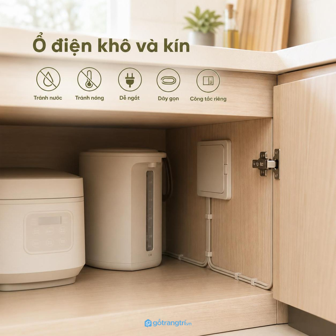 Ổ điện nên nằm trong khoang khô, kín nhưng vẫn dễ thao tác