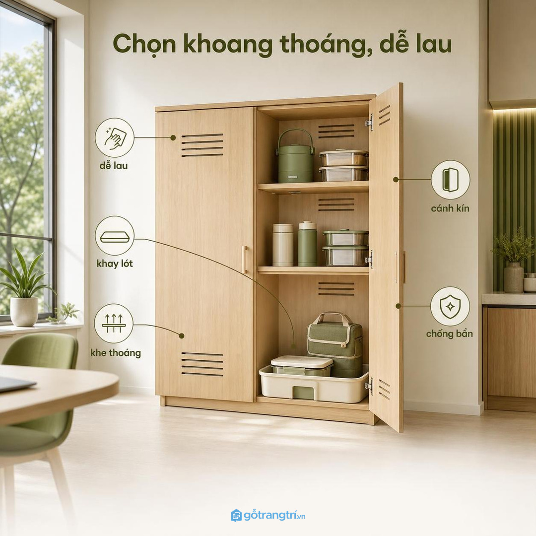 Chọn khoang thoáng, dễ lau và có khay chống bẩn