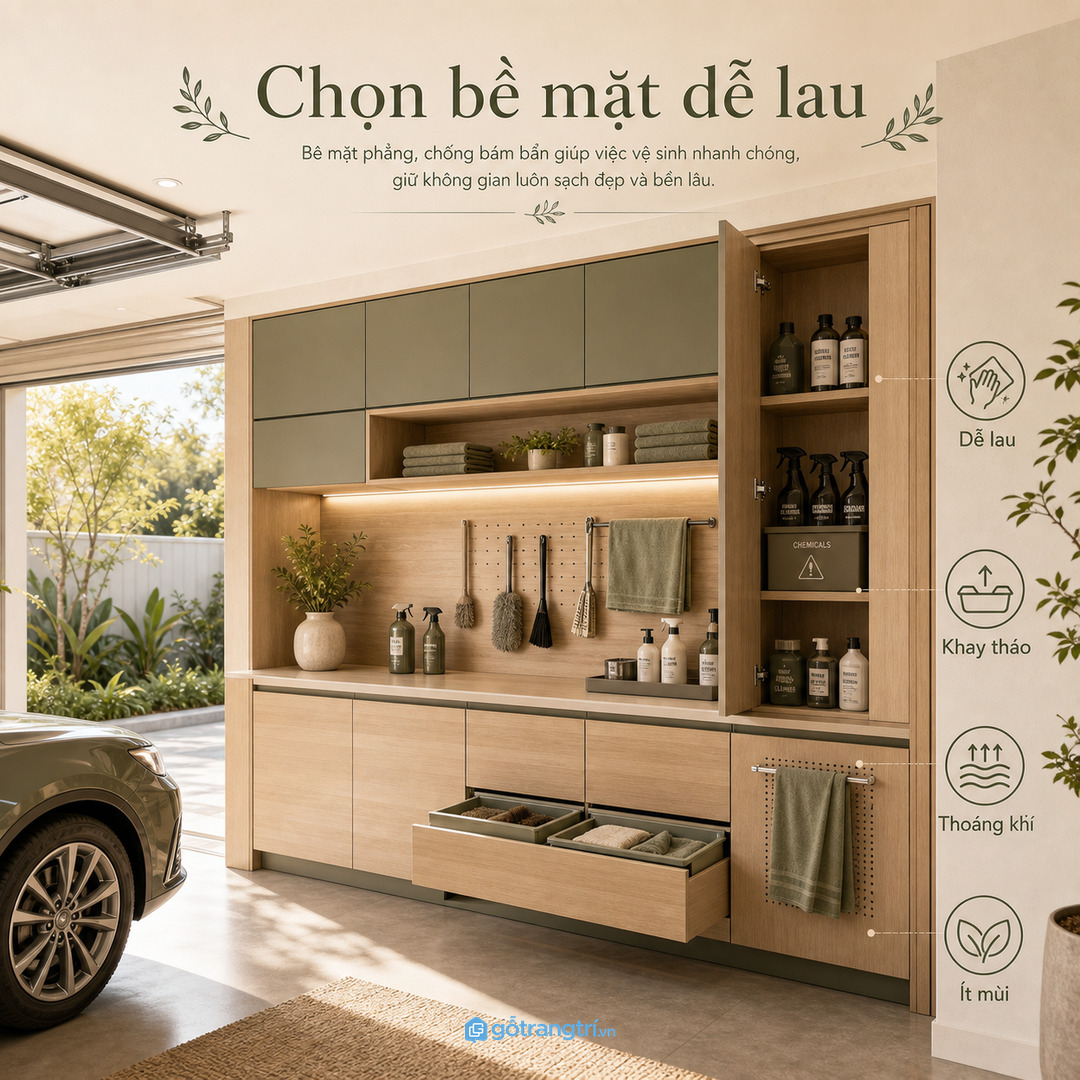 Chọn bề mặt dễ lau khay tháo rời và khoang thoáng