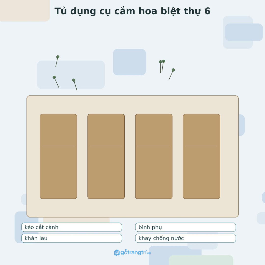 Mặt tủ dễ lau khay chống nước và ngăn thoáng giúp chăm hoa nhẹ hơn