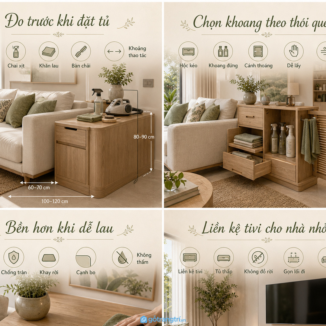 Chọn hộc kéo, khoang đứng hoặc cánh thoáng theo thói quen dùng