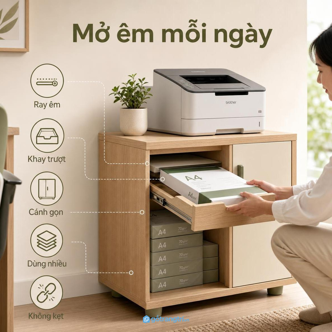 Chọn ray kéo, cánh mở hoặc khay trượt theo tần suất lấy giấy