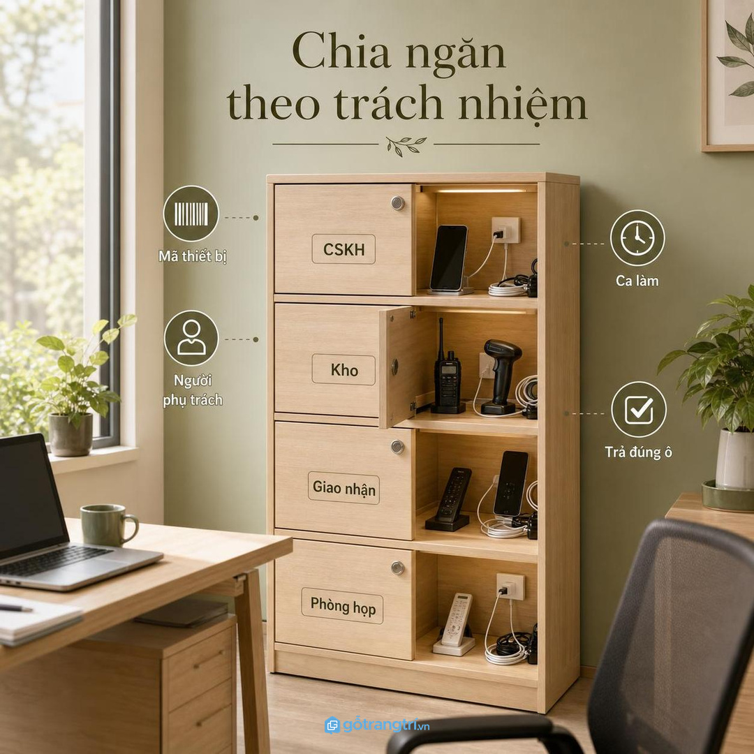 Chia ngăn theo điện thoại, bộ đàm, máy quét và remote