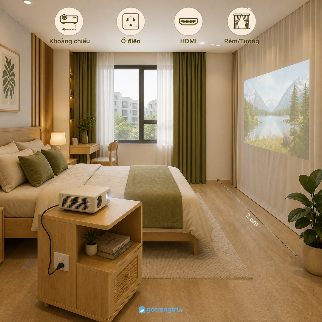 Tủ máy chiếu mini cần khe thoáng hộc dây và mặt đặt chắc