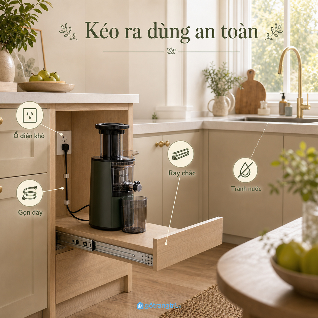 Ray kéo chịu lực, ổ điện khô và dây gọn giúp dùng máy ép chậm an toàn