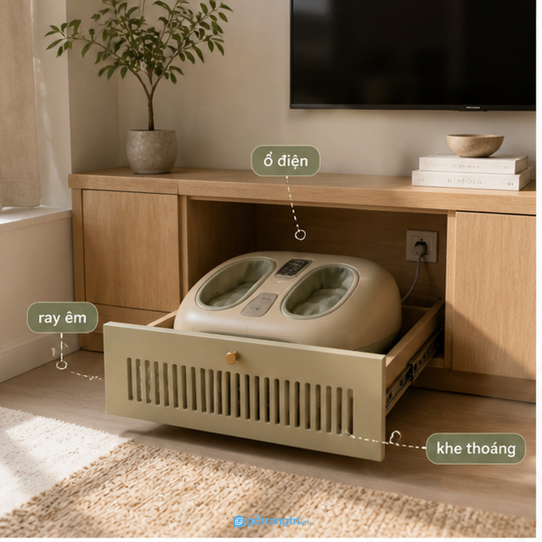 Hộc thấp, cánh lùa hoặc ngăn kéo chịu lực giúp thao tác nhẹ hơn