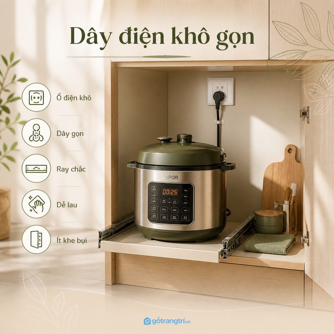 Chọn mặt trong dễ lau, chịu ẩm nhẹ và có ổ điện khô