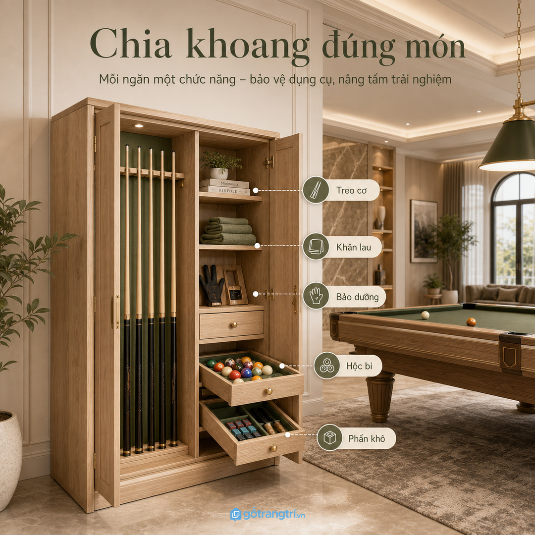 Chia khoang theo cơ bi-a bóng phấn khăn lau tam giác và đồ bảo trì