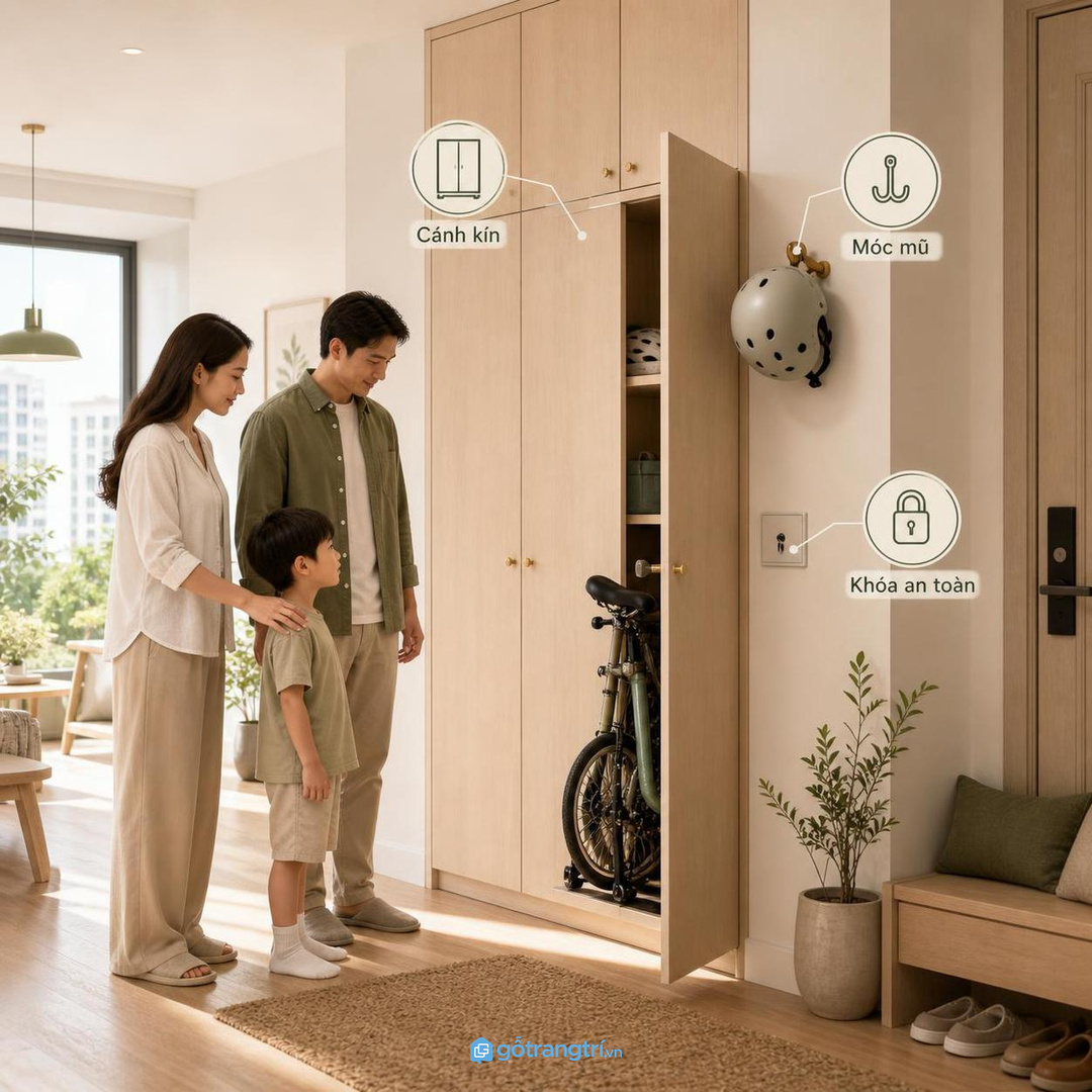 Chia khoang theo thói quen dùng để mỗi món có đúng vị trí