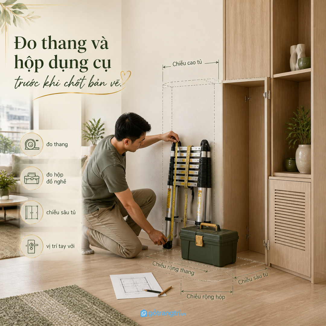 Vật liệu dễ lau và khoang kín giúp khu logia sạch bụi, ít ẩm và bền hơn