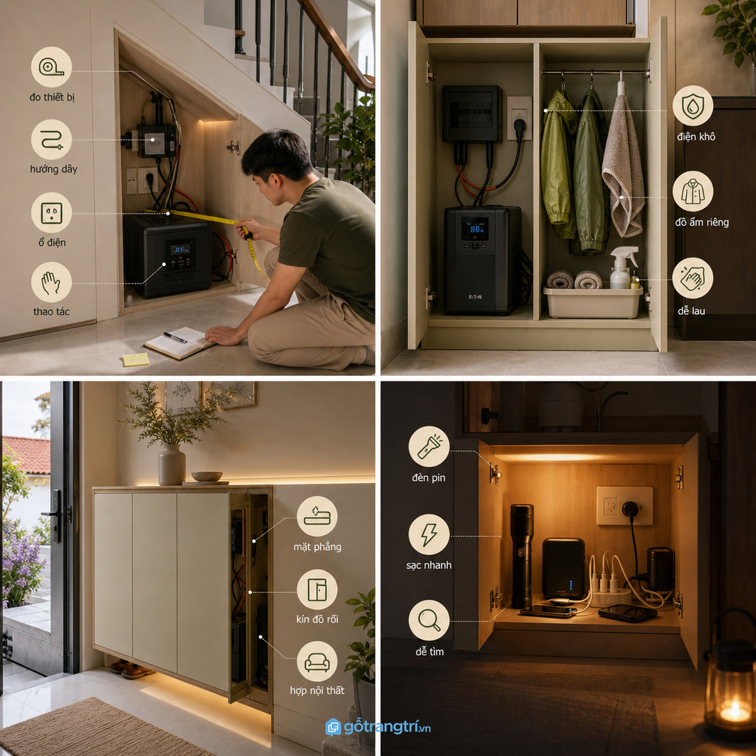 Tách khoang điện khỏi đồ ẩm và đồ dễ bám bụi