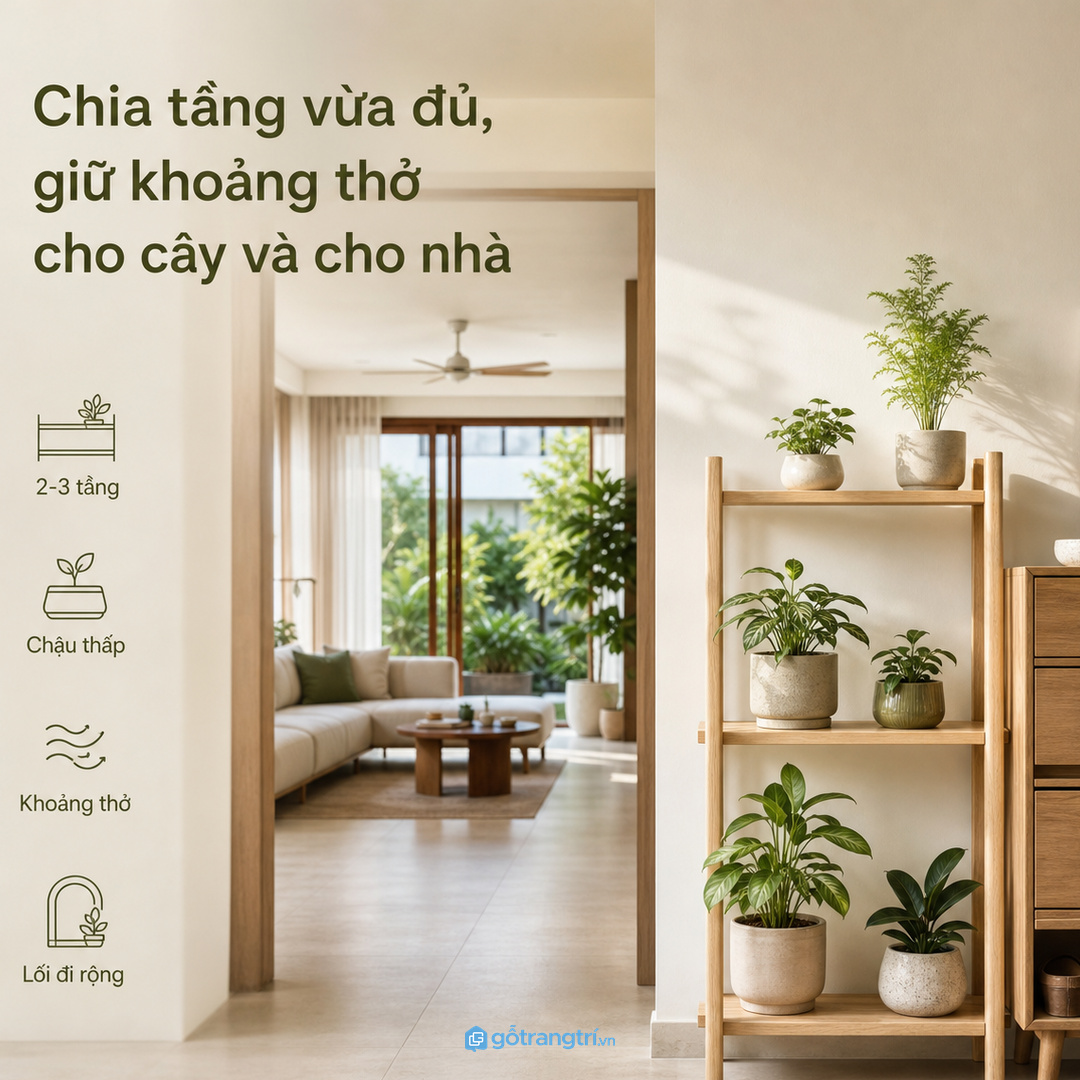 Chia tầng vừa đủ, giữ khoảng thở cho cây và cho nhà