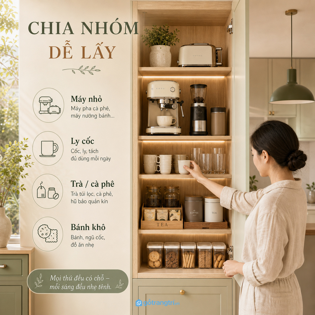 Chọn vật liệu và mặt cánh dễ lau cho khoang đồ ăn sáng