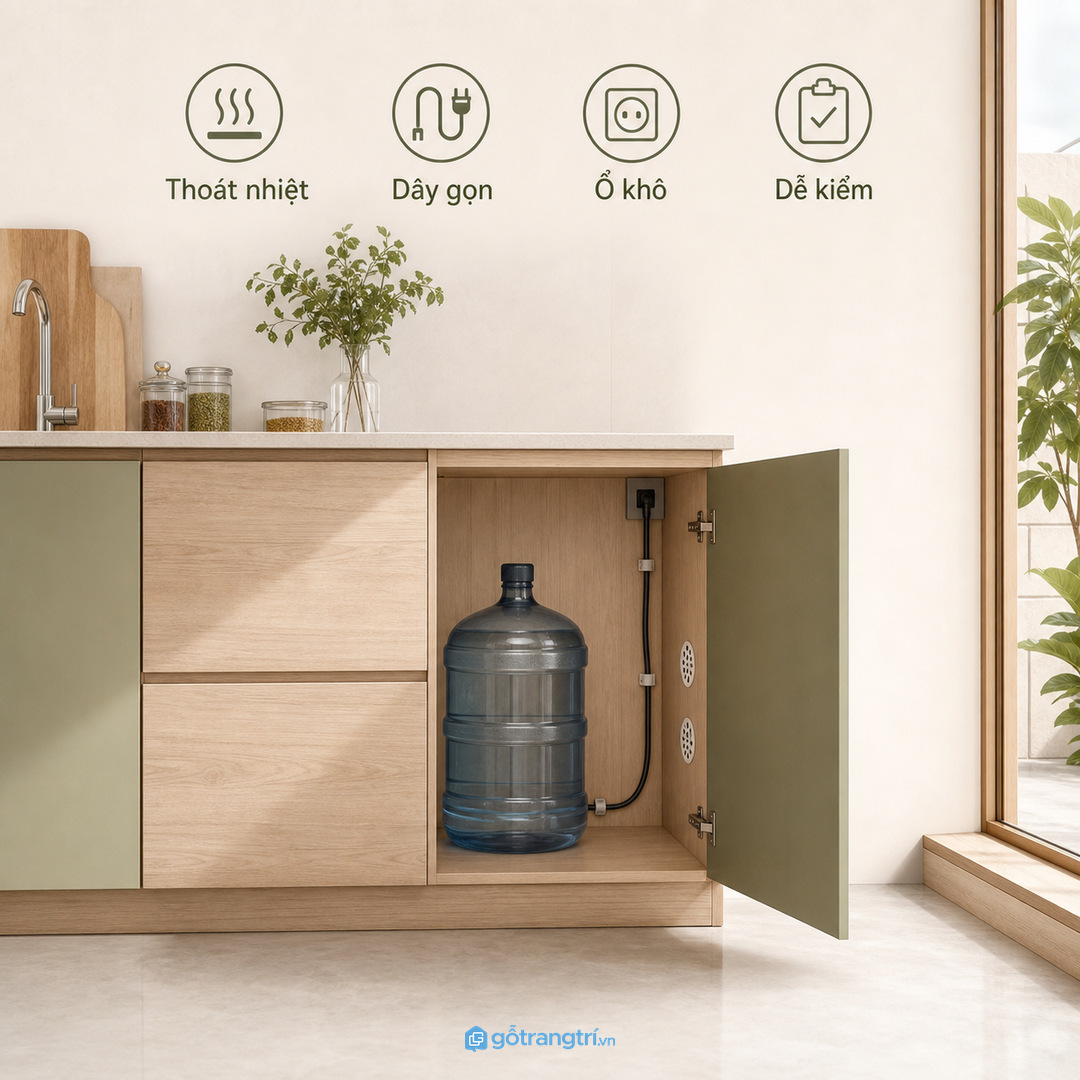 Khoang bình nước cần thông thoáng, khô ráo và dễ vệ sinh