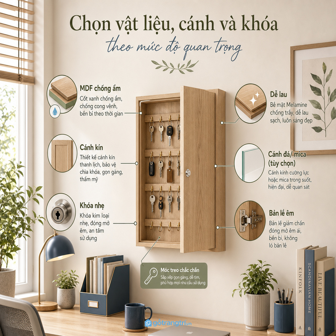 Vật liệu, cánh và khóa quyết định độ bền của tủ chìa khóa