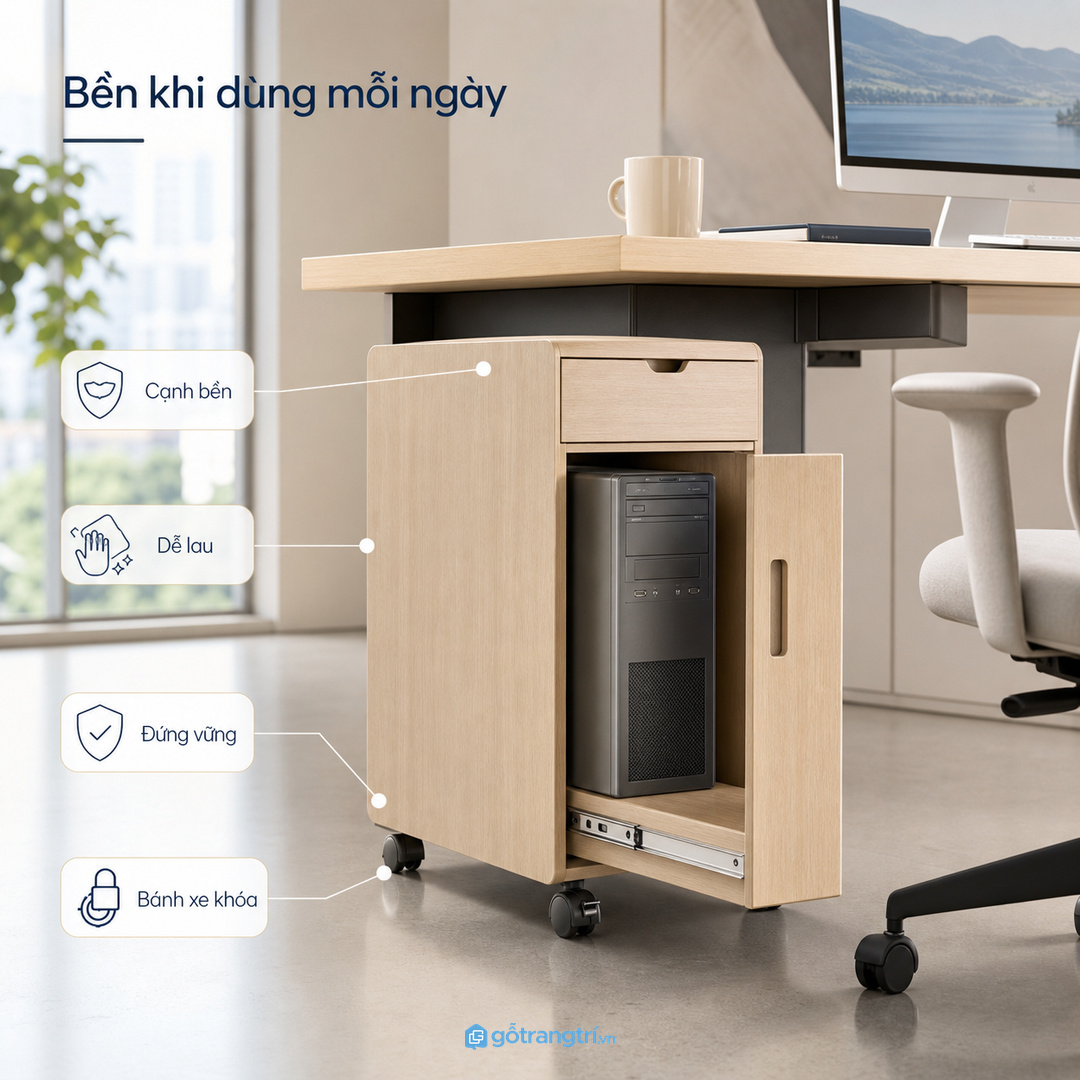 Vật liệu và bánh xe quyết định độ bền của tủ CPU dùng hằng ngày
