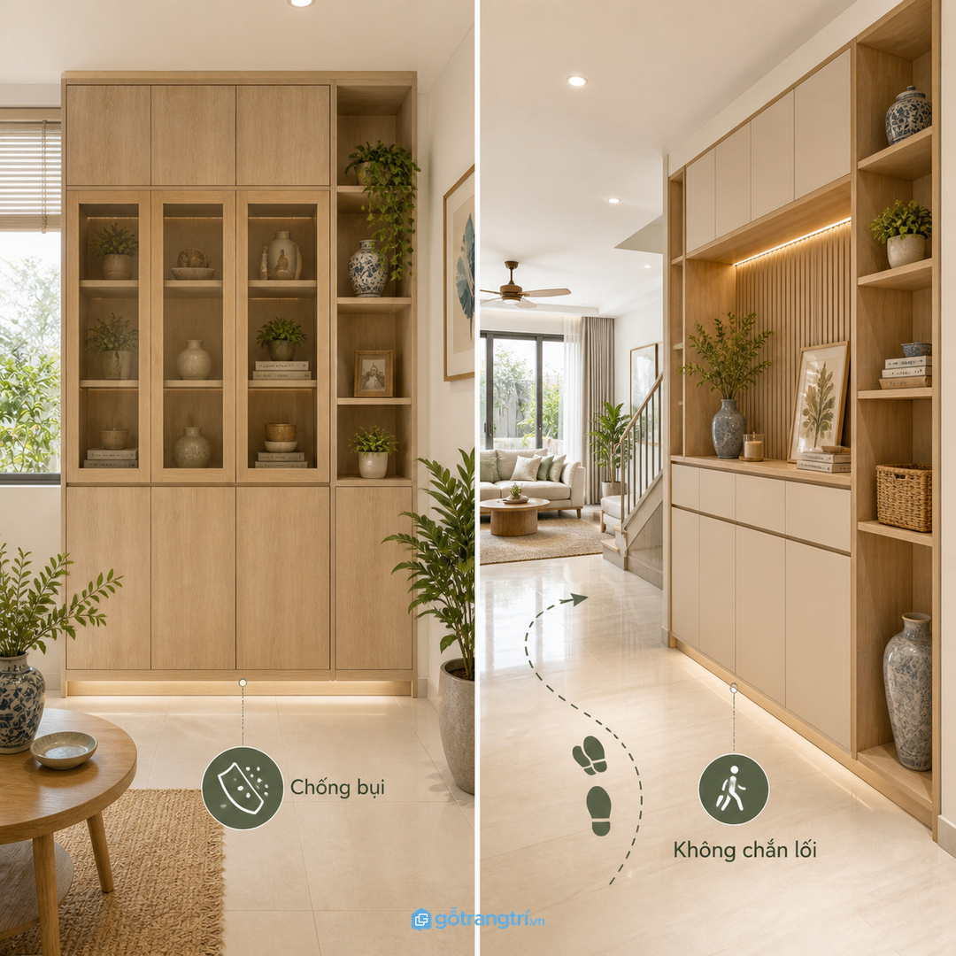 Hộc nông và khay chia ô giúp đồ nhỏ dễ nhìn, dễ lấy và ít vỡ hơn
