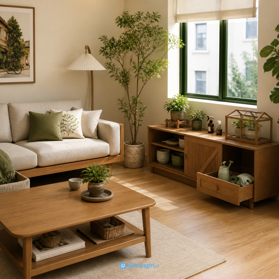 Khay kéo và hộc nông giúp lấy khăn lau, kéo tỉa, bình xịt nhanh hơn.