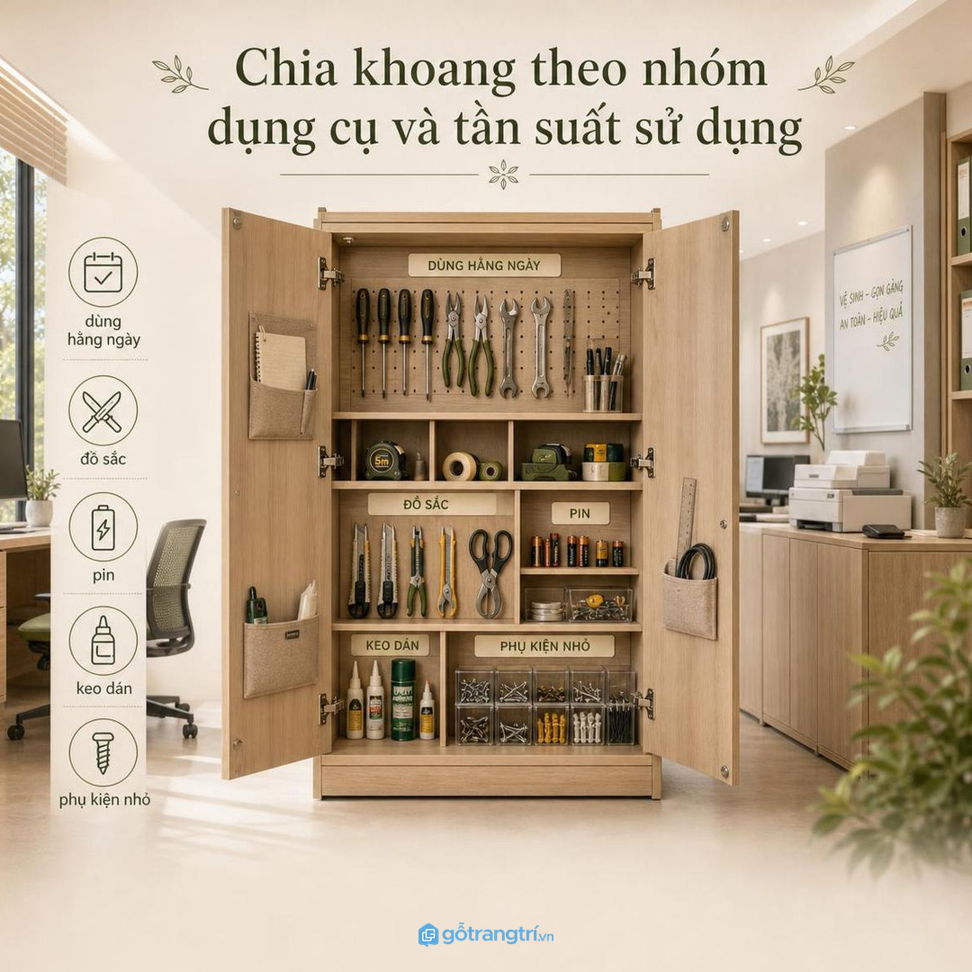 Vật liệu dễ lau và ngăn khóa nhẹ giúp tủ dùng bền hơn