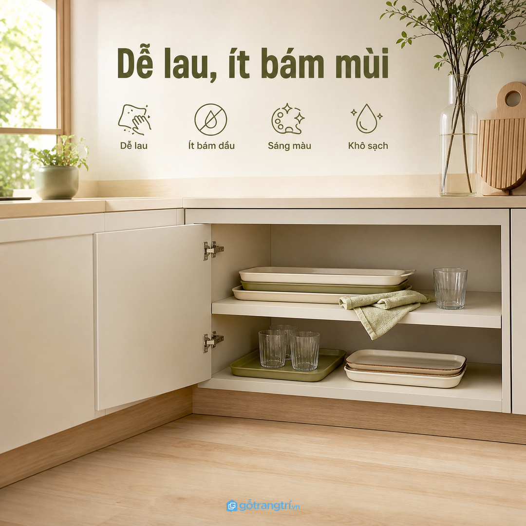 Vật liệu dễ lau giúp khoang khay ít bám dầu và mùi thức ăn