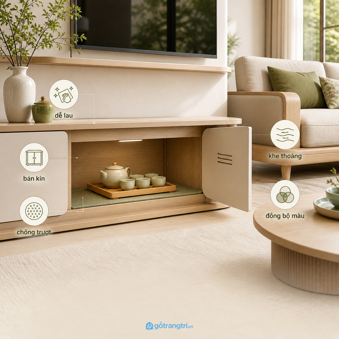 Vật liệu dễ lau và khoang bán kín giúp đồ trà sạch lâu