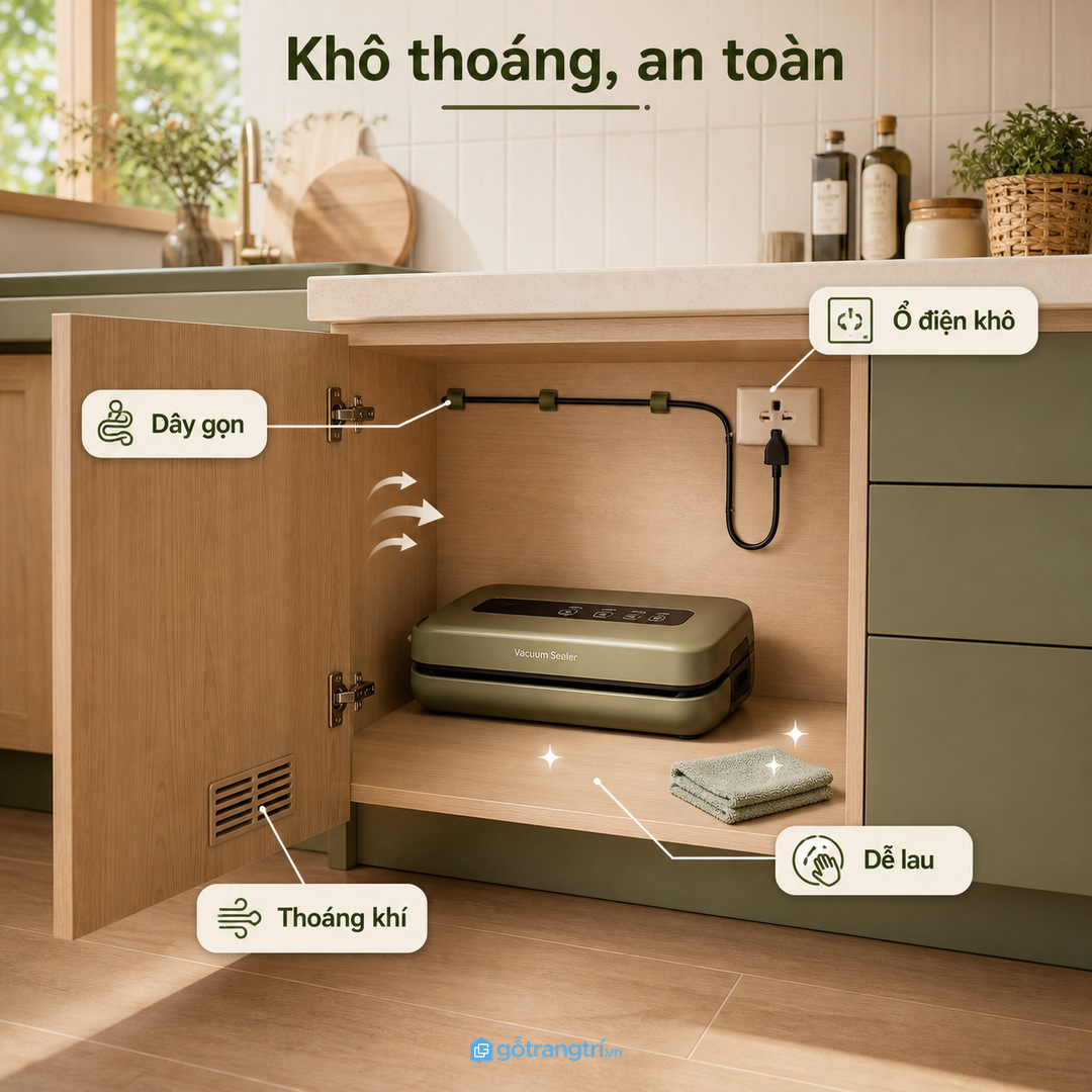 Khoang máy hút chân không cần khô thoáng và an toàn điện