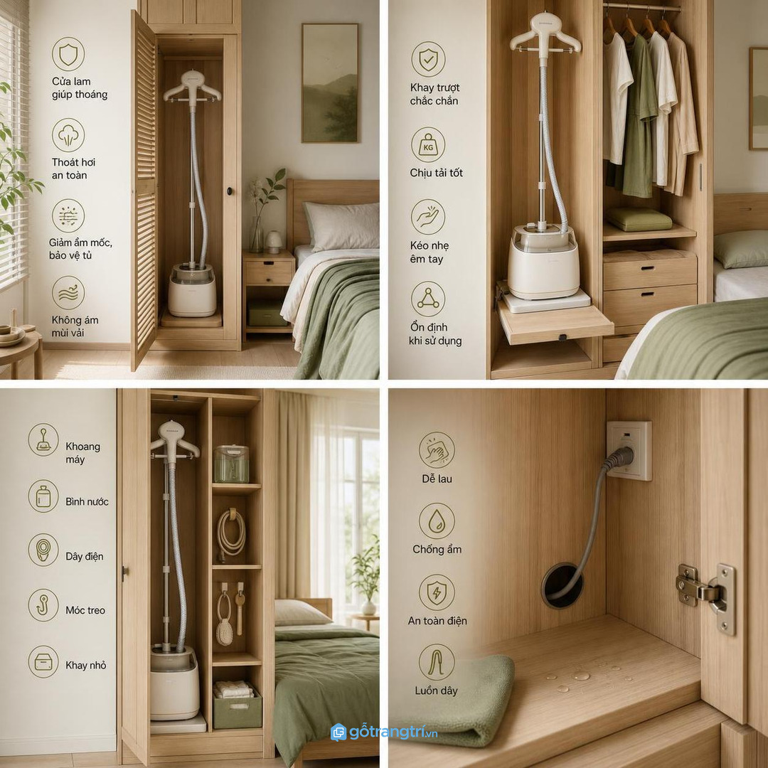 Đặt tủ gần gương hoặc tủ áo để là nhanh trước khi đi