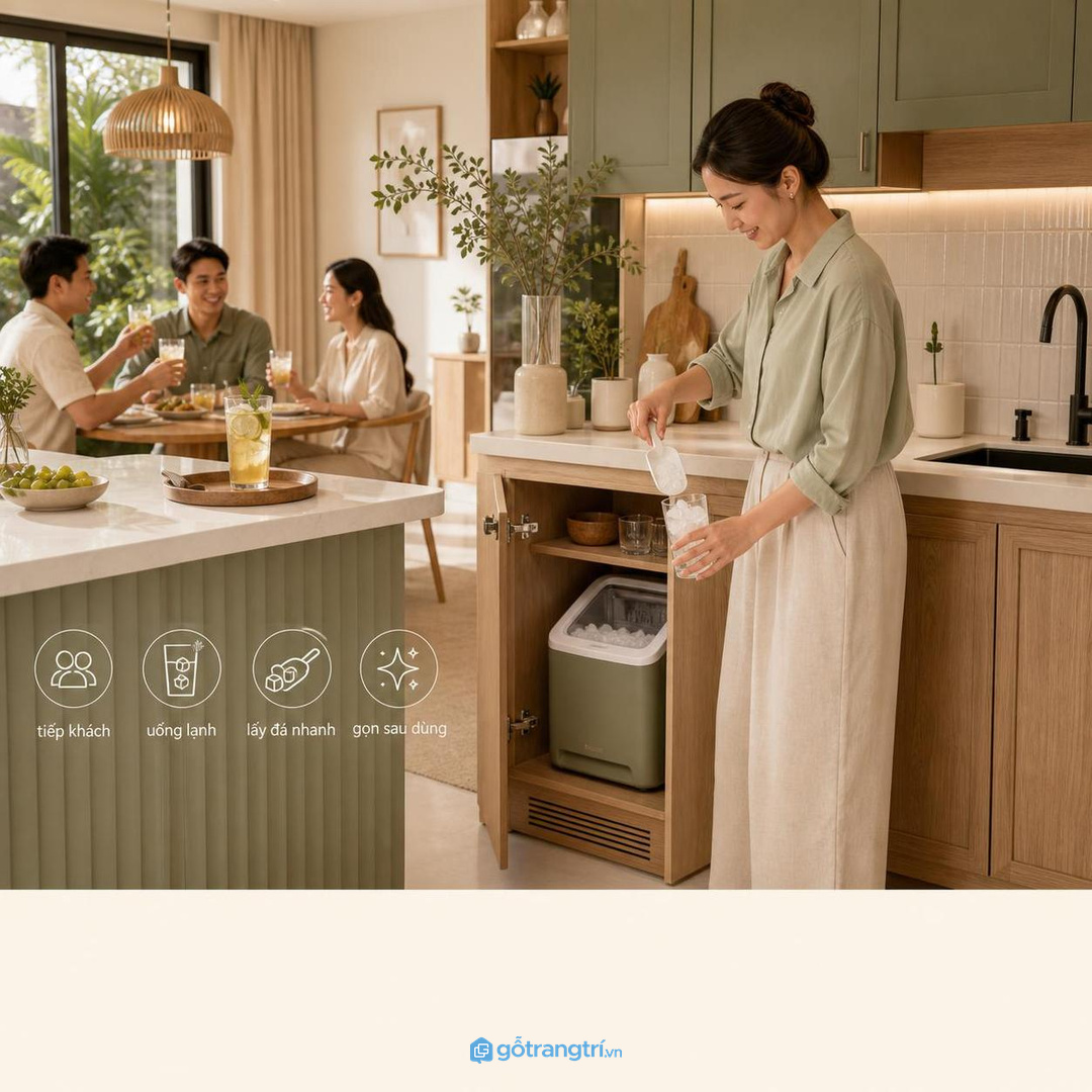 Nhà hay tiếp khách nên đặt khoang đá gần ly cốc và bàn soạn