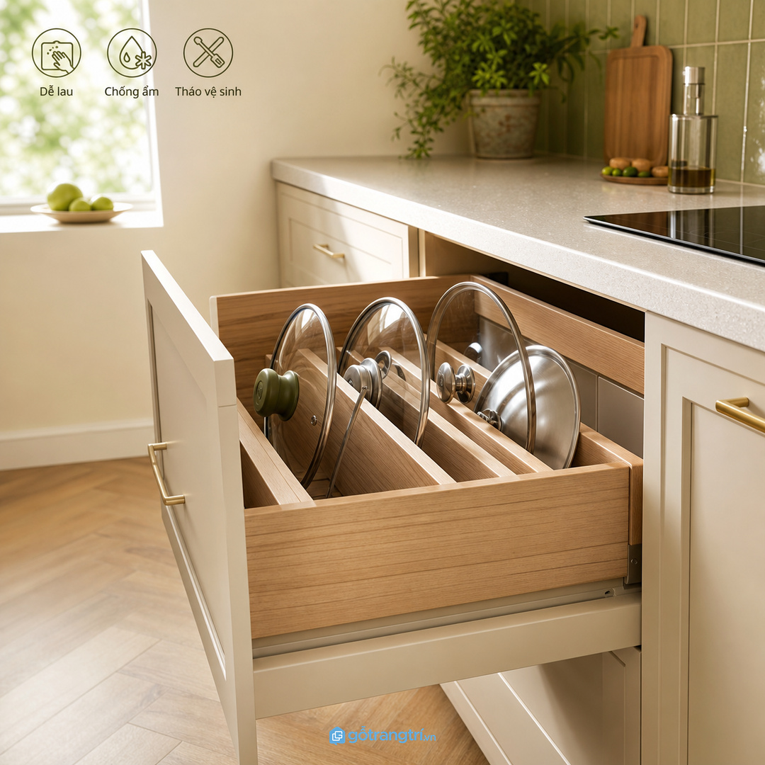 Chọn vật liệu và mặt cánh dễ lau cho khoang nắp nồi