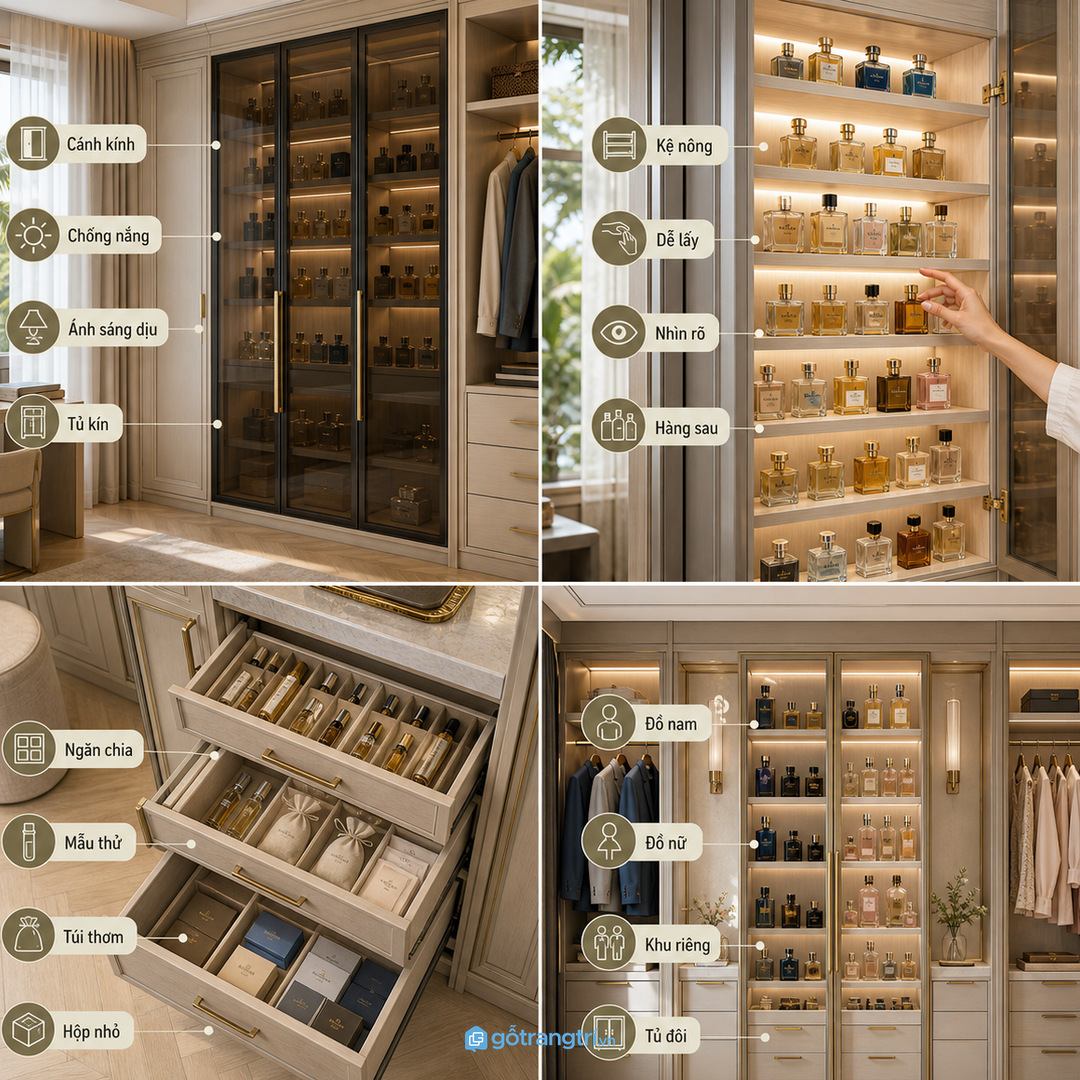 Ngăn nhỏ giúp chai mini mẫu thử và hộp giấy không bị thất lạc