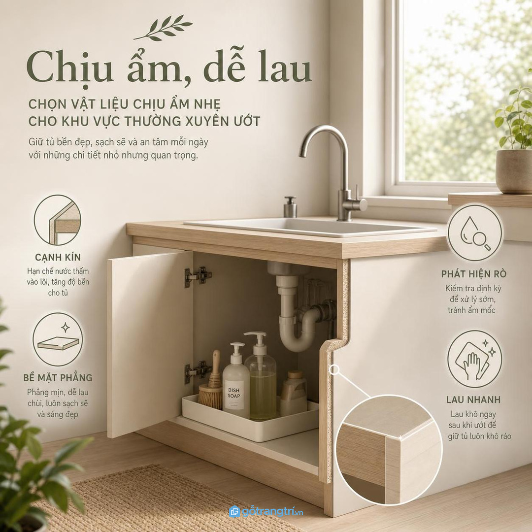 Chọn vật liệu chịu ẩm nhẹ cho khu hay gặp nước