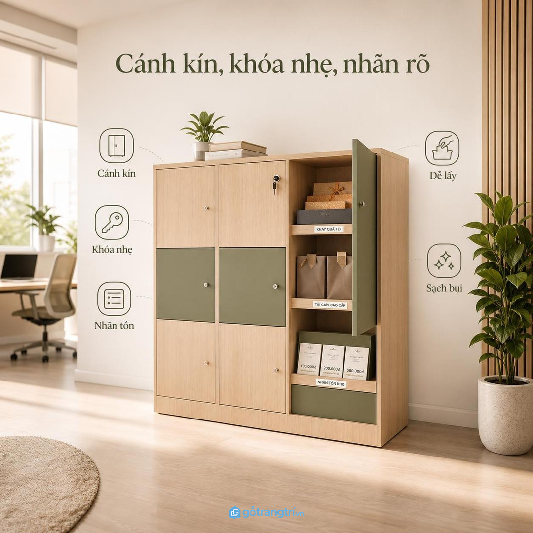 Chọn cánh kín, khóa nhẹ và nhãn tồn kho dễ kiểm
