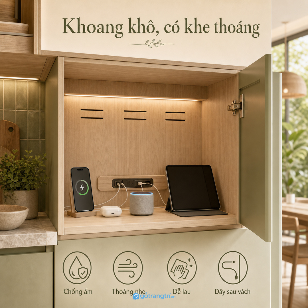 Vật liệu chống ẩm và khe thoáng giúp khoang sạc dùng bền hơn