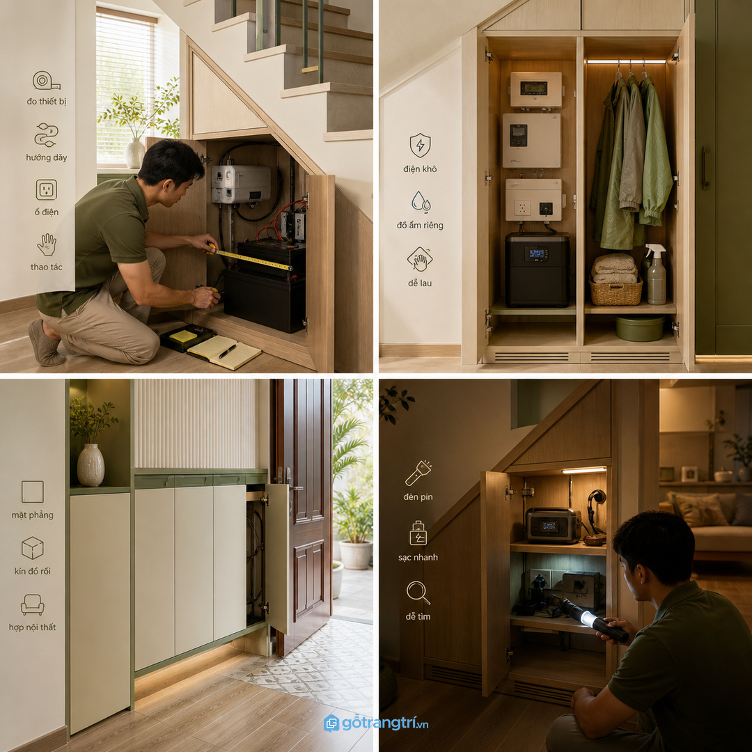 Giữ mặt ngoài phẳng để tủ không làm nhà nặng nề