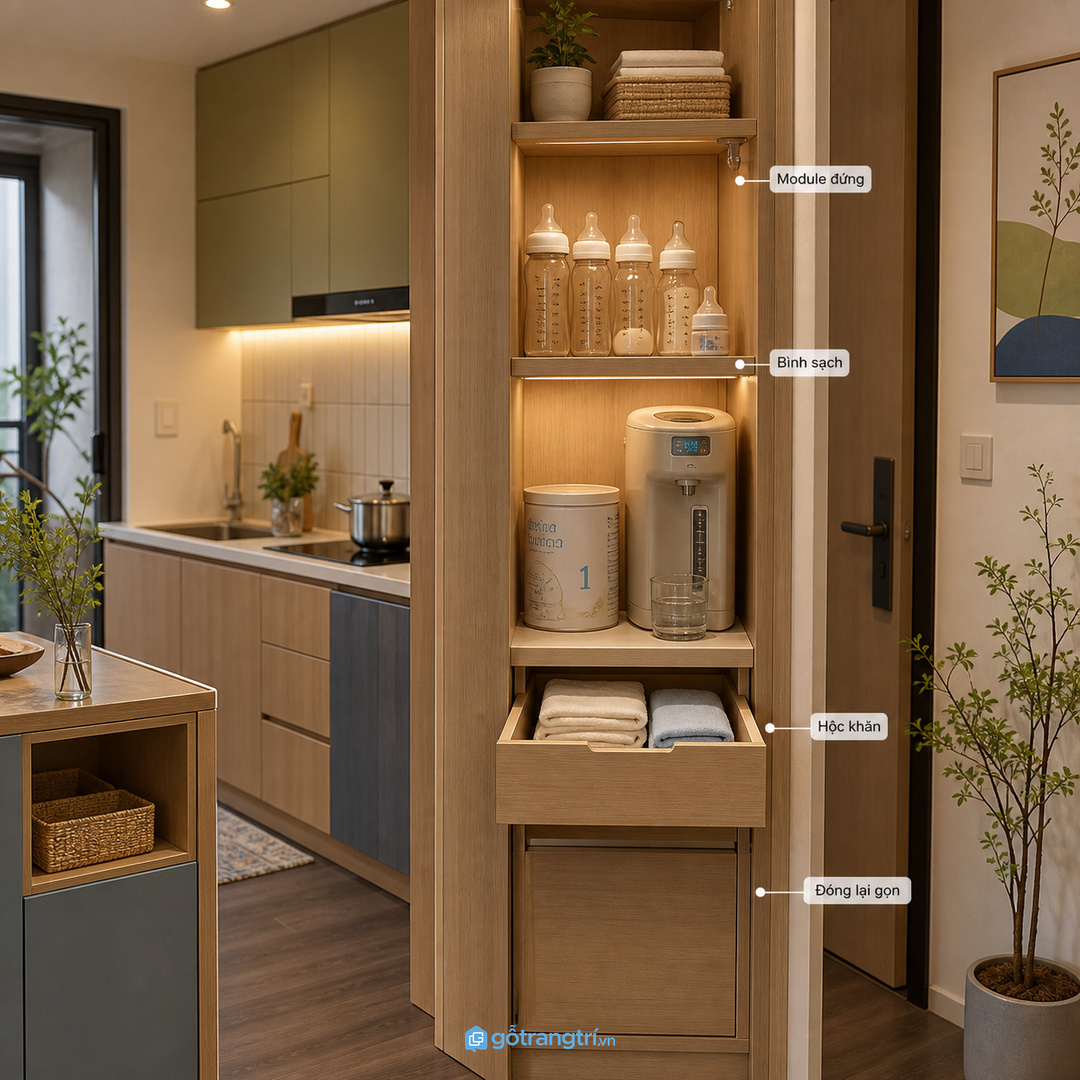 Đặt trạm pha sữa gần nguồn nước nhưng tránh hơi nóng và dầu mỡ